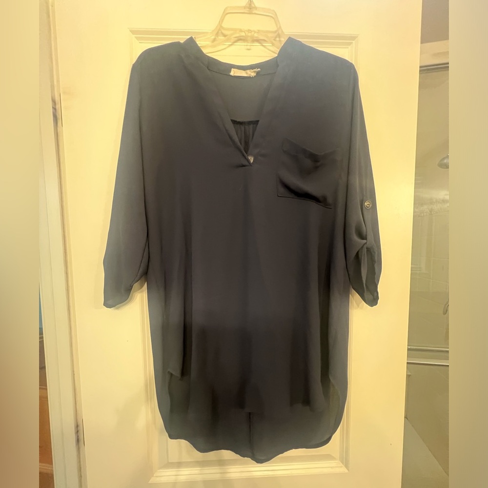 Navy blue blouse.